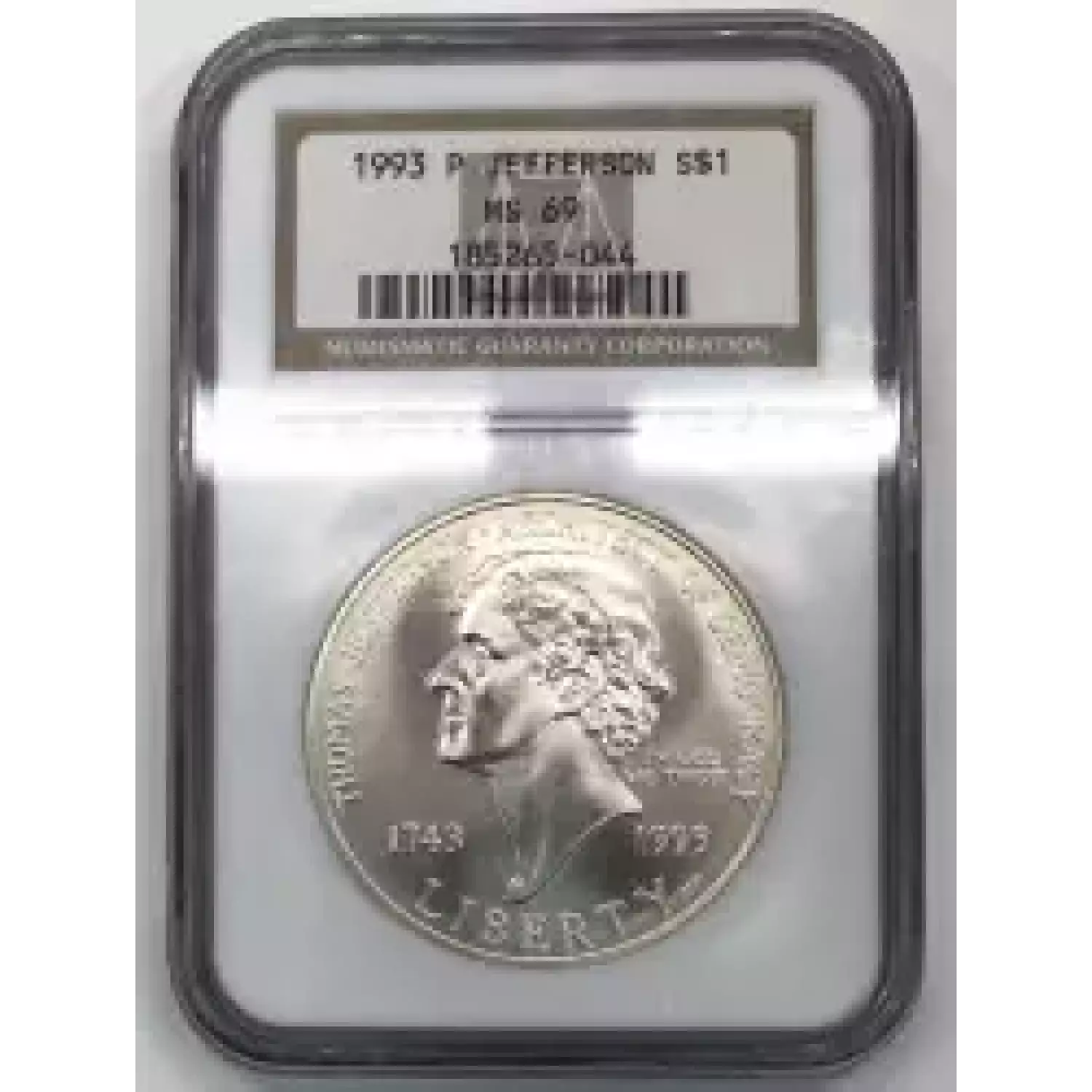 1993 Thomas Jefferson 250th Anniversary Commemorative Silver Dollar NGC ...