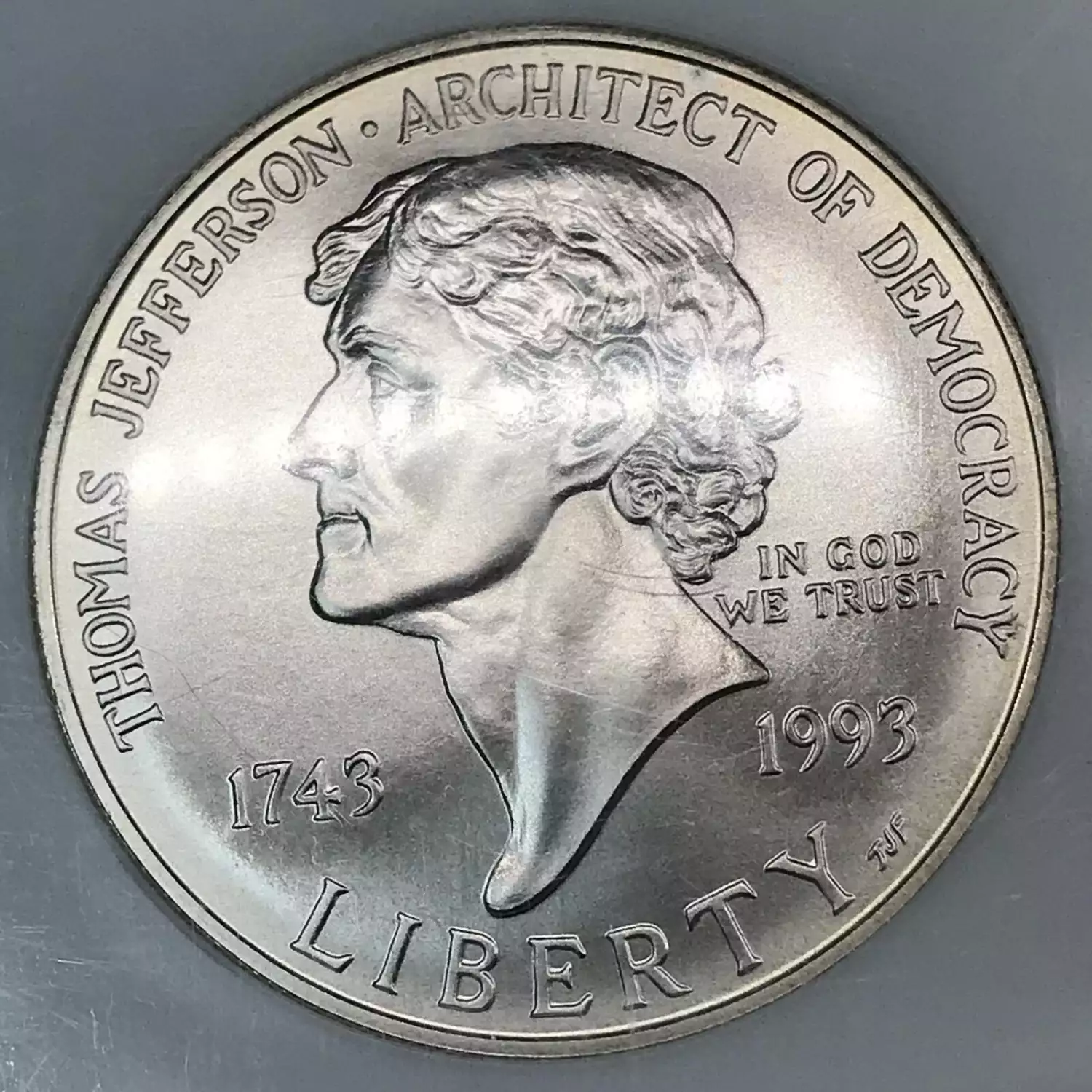 1993 Thomas Jefferson 250th Anniversary Commemorative Silver Dollar NGC ...