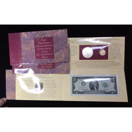 1993 Thomas Jefferson Coin & Currency Set incl. 1994-P SMS Frosted Matte Nickel