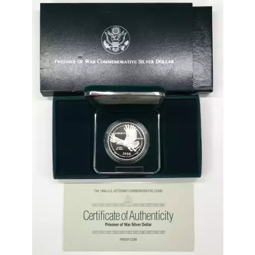 1994-P US Prisoner of War (POW) Museum Proof Silver Dollar US Mint OGP Box & COA (4)