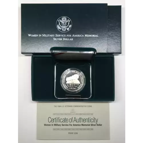 1994-P Women in Military Service Memorial Proof Silver Dollar US Mint Box & COA