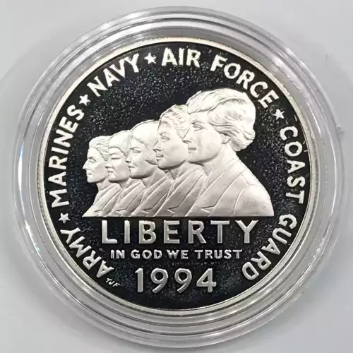 1994-P Women in Military Service Memorial Proof Silver Dollar US Mint Box & COA (2)