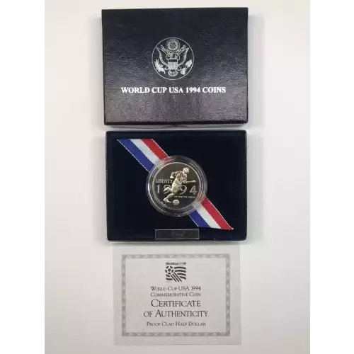 1994-P World Cup Soccer Proof Clad Half Dollar w US Mint OGP - Box & COA