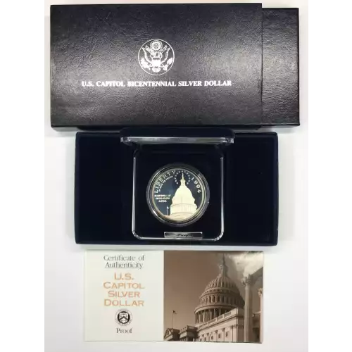 1994-S US Capitol Bicentennial Proof Silver Dollar w US Mint OGP - Box & COA