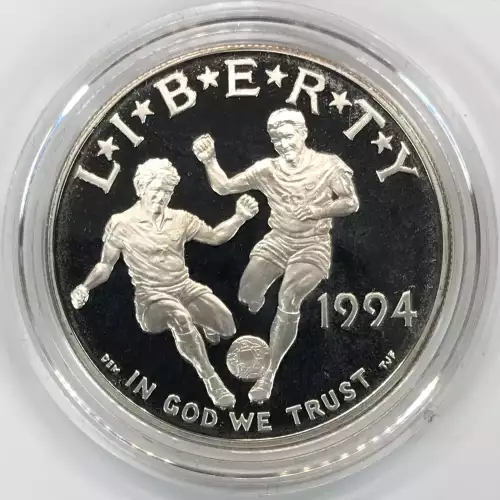 1994-S World Cup Soccer Proof Silver Dollar w US Mint OGP - Box & COA