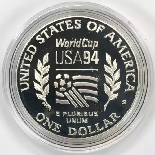 1994-S World Cup Soccer Proof Silver Dollar w US Mint OGP - Box & COA