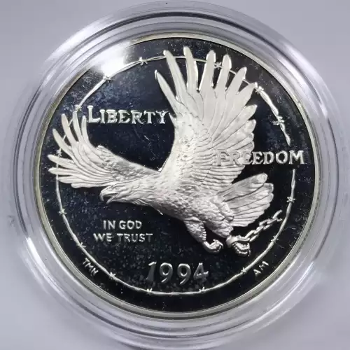 1994 U.S. Veterans - Three Coin Set - Proof - POW, Vietnam & Women in Military Service Silver Dollars - Box & COA (3)