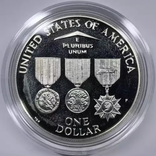 1994 U.S. Veterans - Three Coin Set - Proof - POW, Vietnam & Women in Military Service Silver Dollars - Box & COA (5)