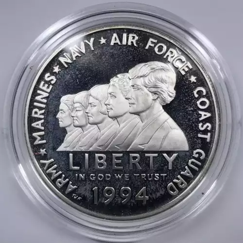 1994 U.S. Veterans - Three Coin Set - Proof - POW, Vietnam & Women in Military Service Silver Dollars - Box & COA (6)