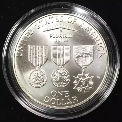 1994 US Veterans 3-Coin Uncirculated Silver Dollar Set w US Mint OGP - Box & COA (4)