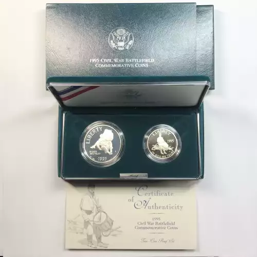 1995 Civil War Battlefield Two-Coin Proof Set w US Mint OGP - Box & COA (5)