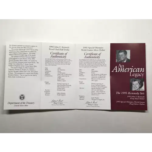 1995 Kennedy Set - Special Olympics $1 & Half Two-Coin Proof Set w US MINT OGP (3)