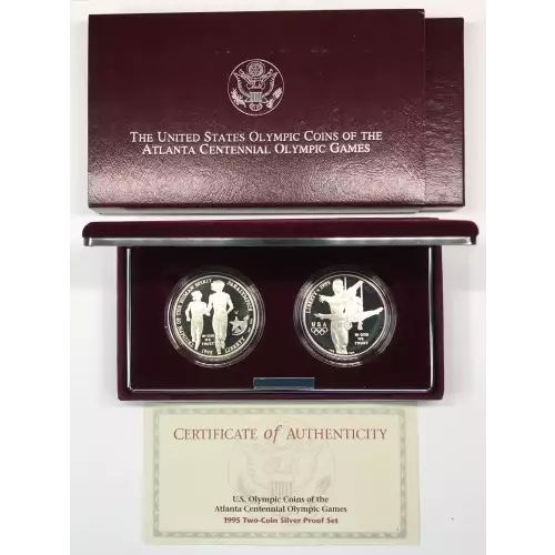 1995 Olympic Gymnastics & Blind Runner Two-Coin Proof Silver Dollar Set w OGP (5)