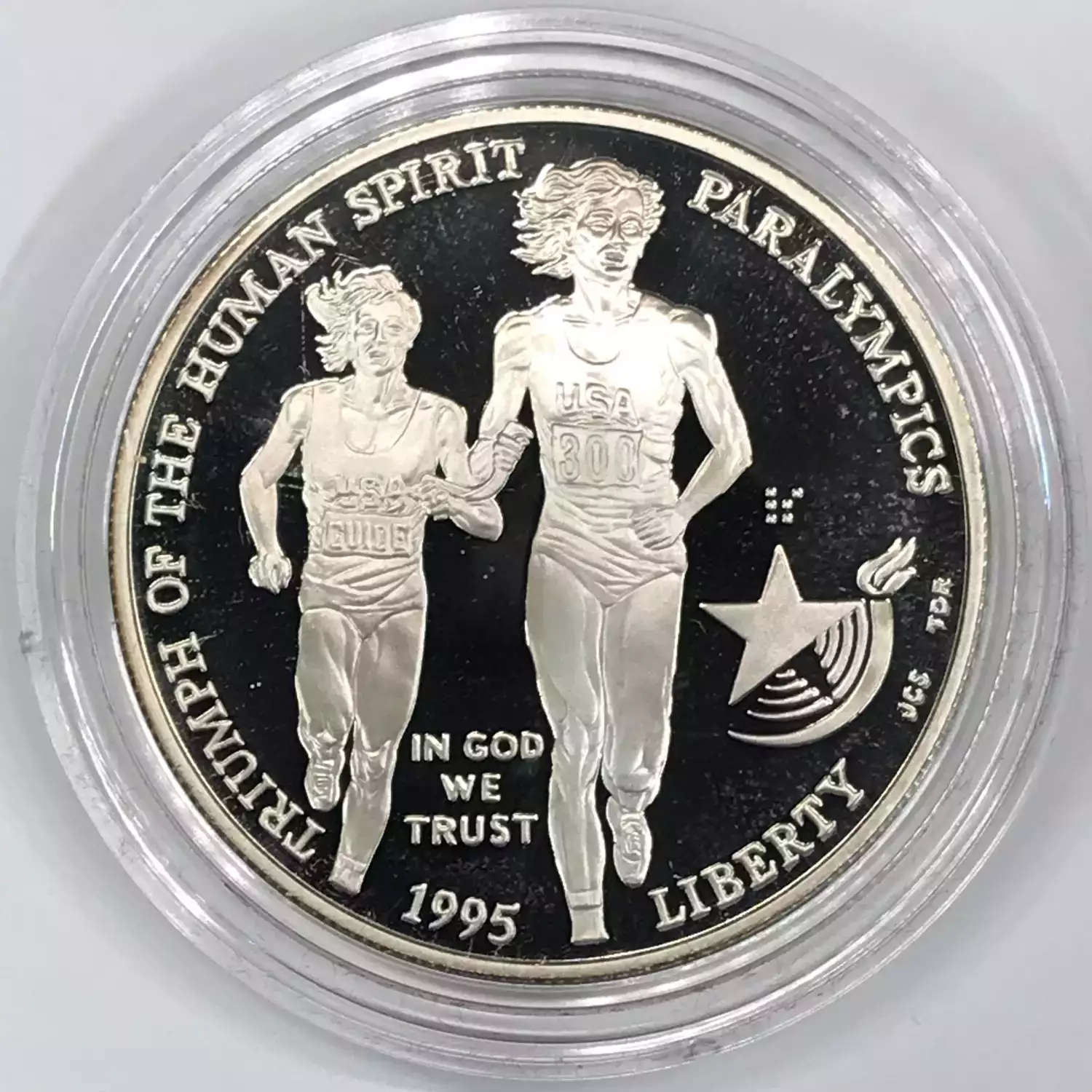 1995 Olympic Gymnastics & Blind Runner Two-Coin Proof Silver Dollar Set w OGP (2)