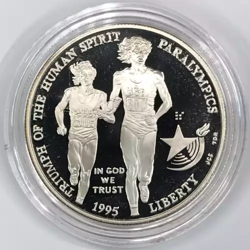 1995 Olympic Gymnastics & Blind Runner Two-Coin Proof Silver Dollar Set w OGP
