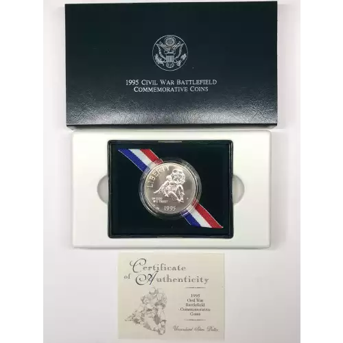 1995-P Civil War Battlefield Preservation Uncirculated Silver Dollar w Box & COA