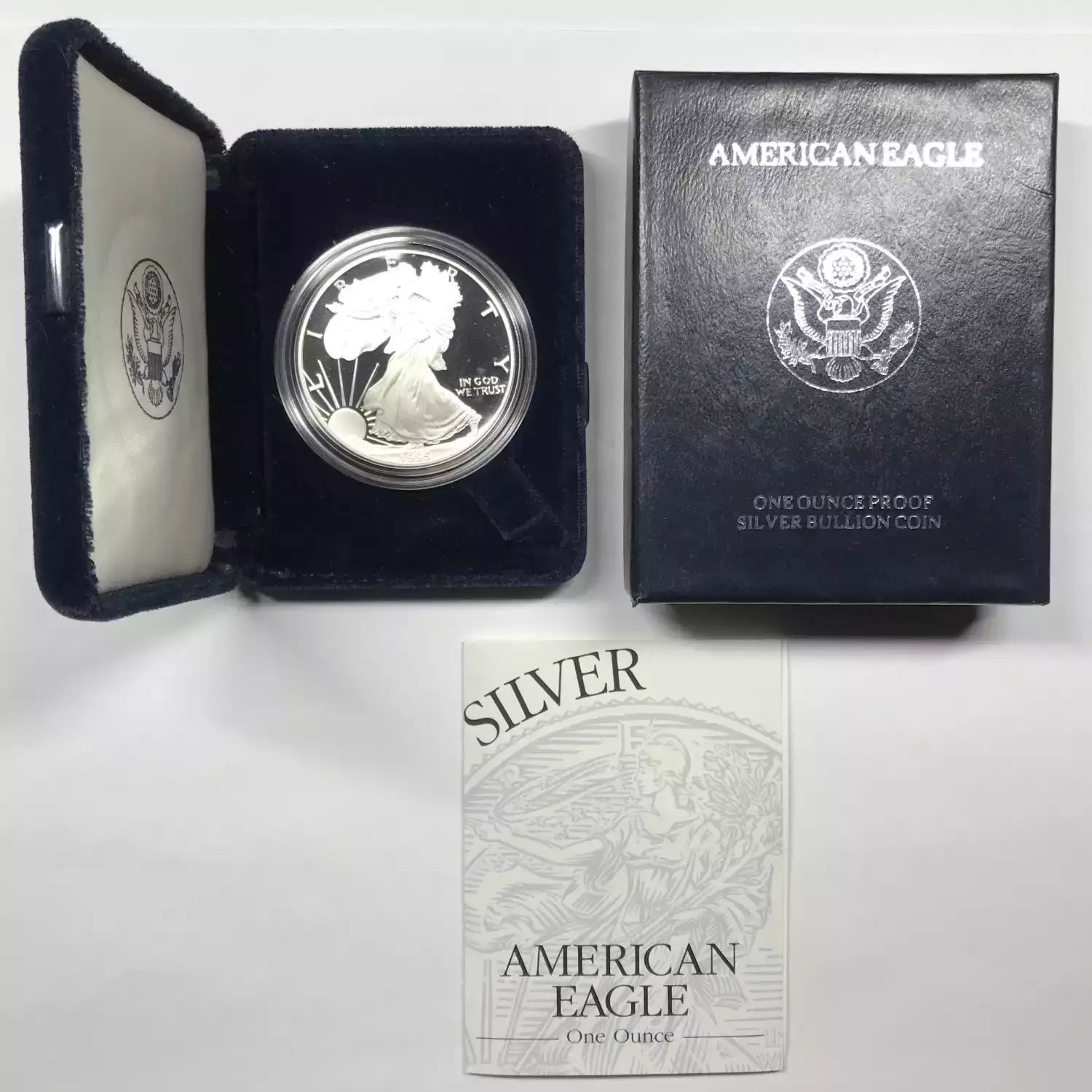 1995-P Proof Silver Eagle w OGP - Box & COA