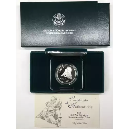 1995-S Civil War Battlefield Preservation Proof Silver Dollar US Mint Box & COA