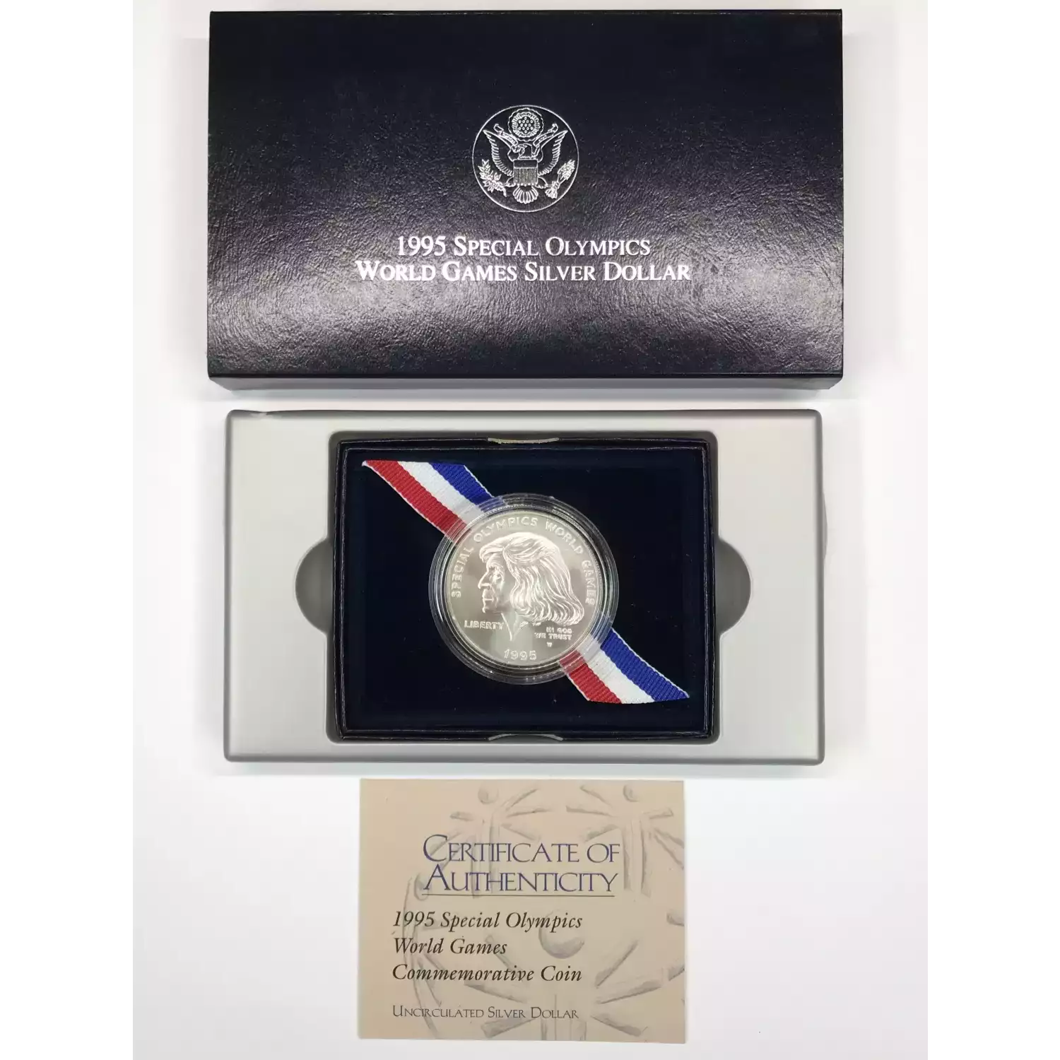 1995-W Special Olympics World Games Uncirculated Silver Dollar US Mint Box & COA