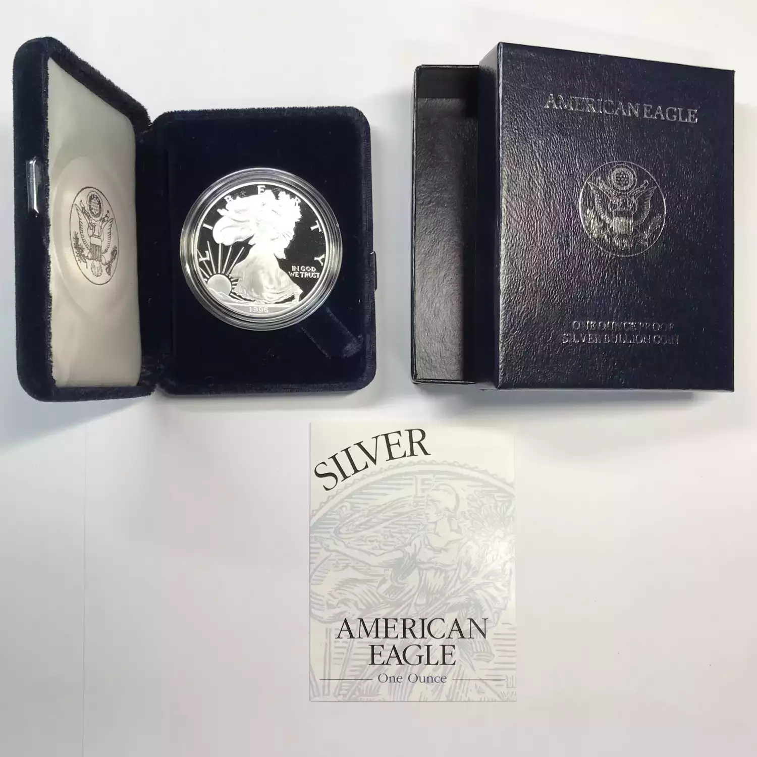 1996-P Proof Silver Eagle w OGP - Box & COA