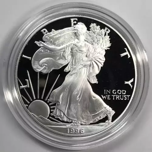 1996-P Proof Silver Eagle w OGP - Box & COA