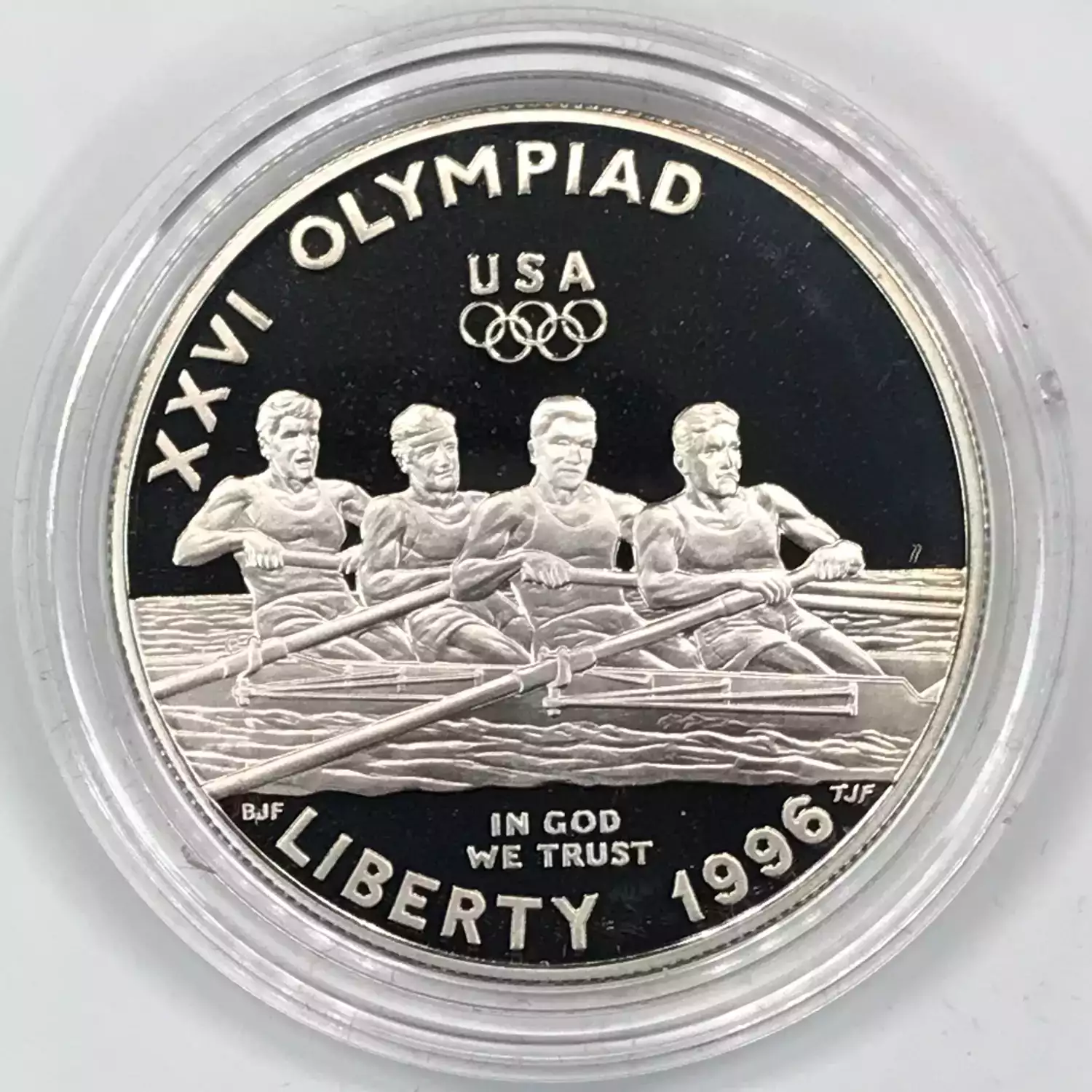 1996-P XXVI Olympiad Rowing Proof Silver Dollar - Box & COA (3)