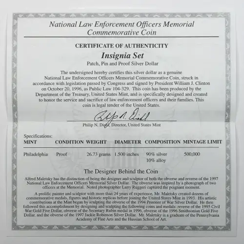 1997 National Law Enforcement Insignia Set (Coin Pin Patch) US Mint OGP Box COA (2)
