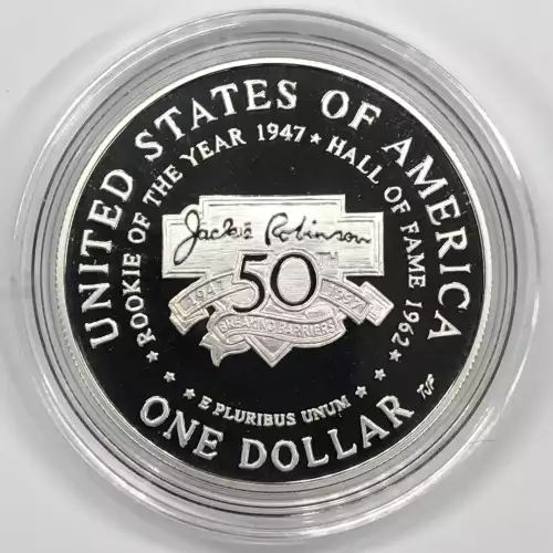 1997-S Jackie Robinson Proof Silver Dollar w US Mint OGP - Box & COA