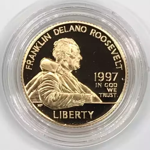 1997-W Franklin Delano Roosevelt (FDR) Proof Gold $5 Coin US Mint OGP Box & COA