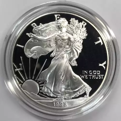 1998-P Proof Silver Eagle w OGP - Box & COA