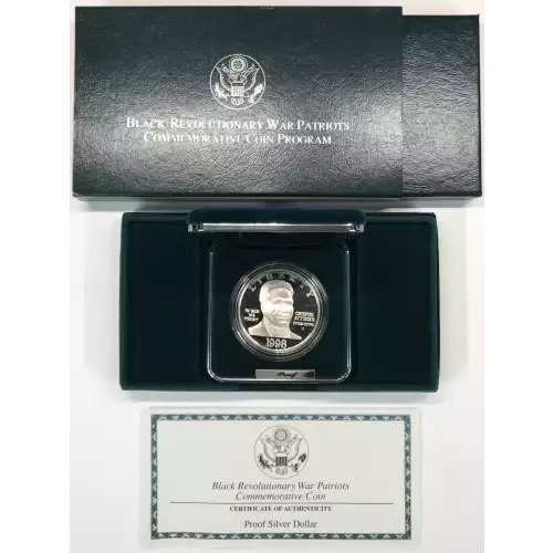 1998-S Black Revolutionary War Patriots Proof Silver Dollar w US Mint Box & COA