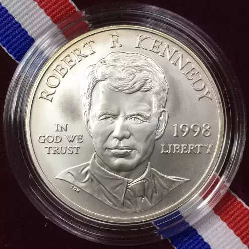 1998-S Robert F. Kennedy Uncirculated Silver Dollar w US Mint OGP - Box & COA