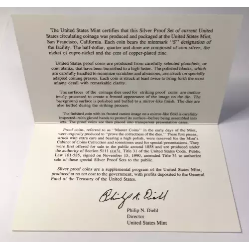1998-S US Mint Silver Proof Set w OGP - Box & COA