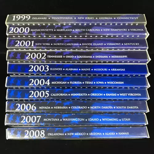 1999-2008 Complete Clad State Quarters Proof Sets w US Mint OGP - Box & COA  (5)