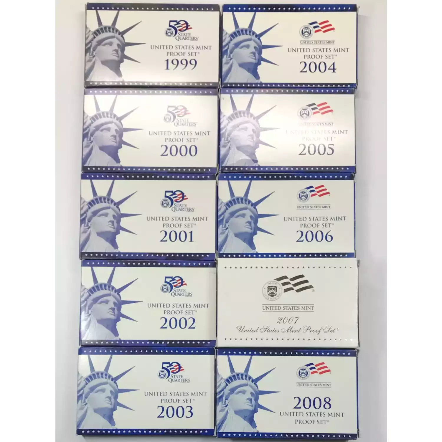 1999-2008 Complete Proof Sets w US Mint OGP - Box & COA
