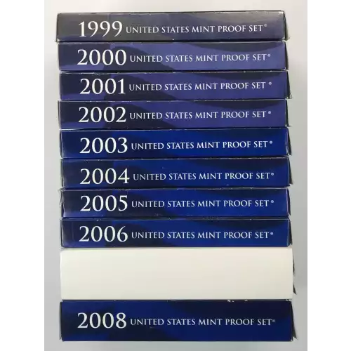 1999-2008 Complete Proof Sets w US Mint OGP - Box & COA