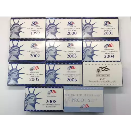 1999-2009 Complete Proof Sets w US Mint OGP - Box & COA (2)