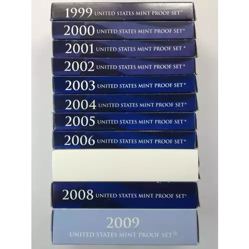 1999-2009 Complete Proof Sets w US Mint OGP - Box & COA