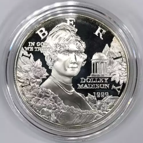1999 Dolley Madison Two-Coin Proof & Uncirculated Silver Dollar Set US Mint OGP  (2)