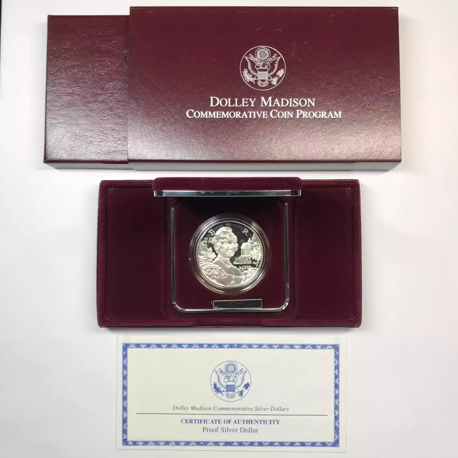 1999-P Dolley Madison Proof Silver Dollar w US Mint OGP - Box & COA