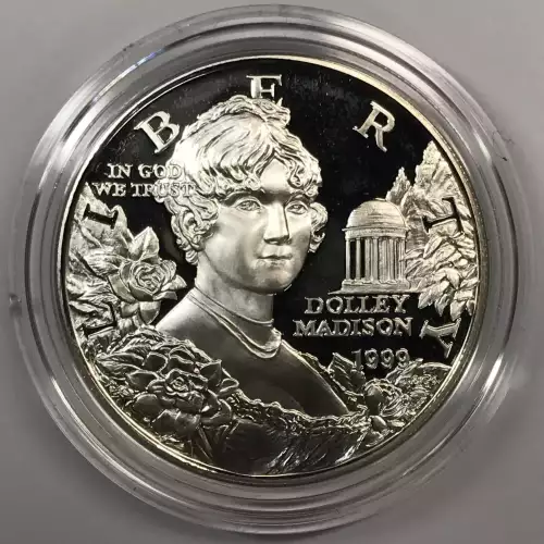 1999-P Dolley Madison Proof Silver Dollar w US Mint OGP - Box & COA