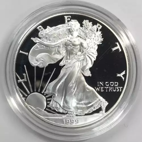 1999-P Proof Silver Eagle w OGP - Box & COA