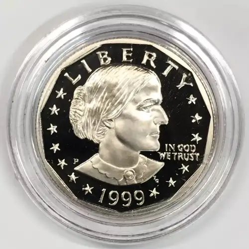 1999-P Proof Susan B Anthony (SBA) Dollar w US Mint OGP - Case & COA (11)