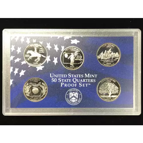 1999-S Clad State Quarters Proof Set w US Mint OGP - Box & COA