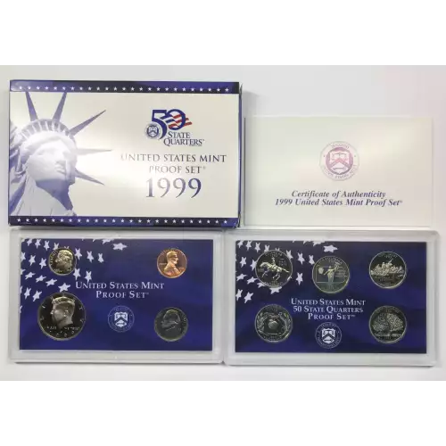 1999 US Mint Proof Set w OGP - Box & COA