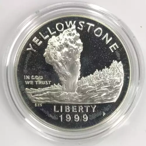 1999 Yellowstone Two-Coin Proof & Uncirculated Silver Dollar Set US Mint OGP  (2)
