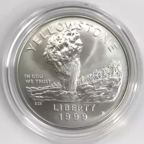 1999 Yellowstone Two-Coin Proof & Uncirculated Silver Dollar Set US Mint OGP  (4)