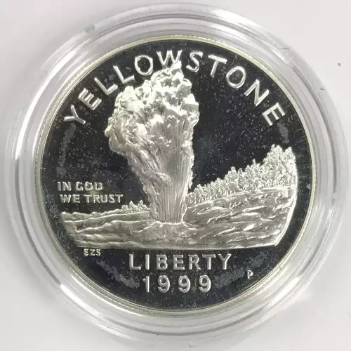 1999 Yellowstone Two-Coin Proof & Uncirculated Silver Dollar Set US Mint OGP 