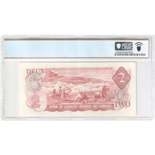 2 Dollars 1974, 1969-1975 Issue a. Signature Lawson-Bouey Bank of Canada 86 (3)