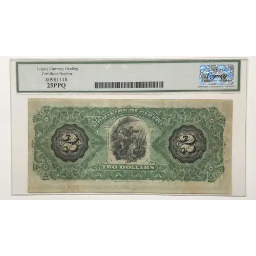 2 Dollars 2.7.1887, 1887 Issue a. Without series letter Dominion of Canada 21